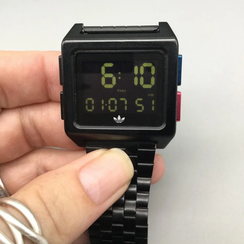 Adidas Archive_M1 Mens Watch 36mm Black Digital Stainless 50M Sport New Battery